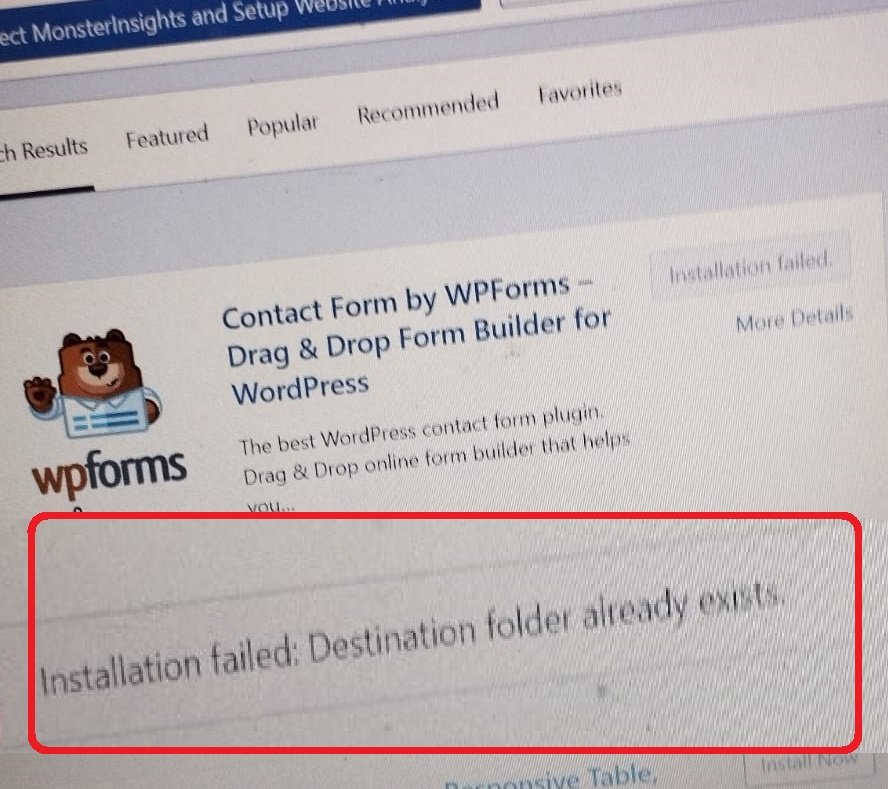 How to Fix Destination Folder Already Exists Error in WordPress
